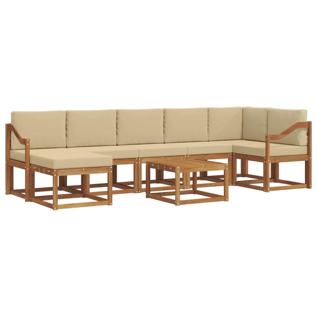 Set di divani da esterno con cuscino 8 pcs Naturale e Beige