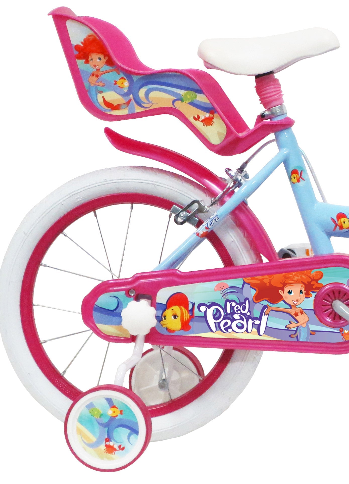 Bicicletta per Bambina 16" 2 Freni  Sea Life Verde Marine e Rosa