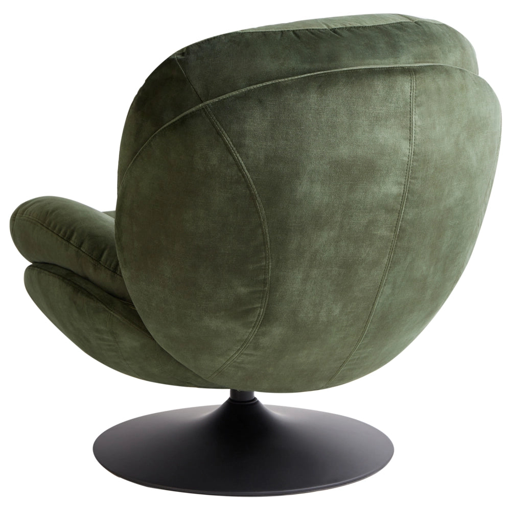 Poltrona girevole Velluto verde scuro Base singola con sedile imbottito Button Tufted