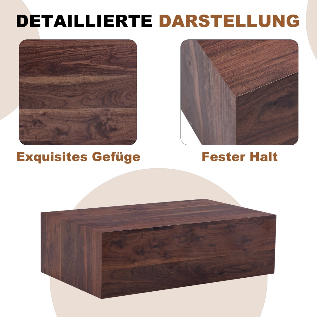 Tavolino da caffè rettangolare in MDF con piano ampio per soggiorno 90 x 50 x 30 cm noce
