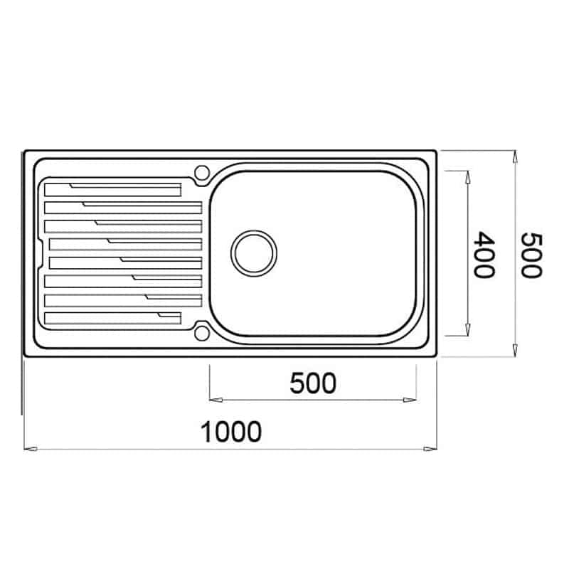 Lavello Elleci Incasso 1 vasca 100x50 Vasca a Destra Sky 480 Satinata Acciaio/Inox LIK480SACDX