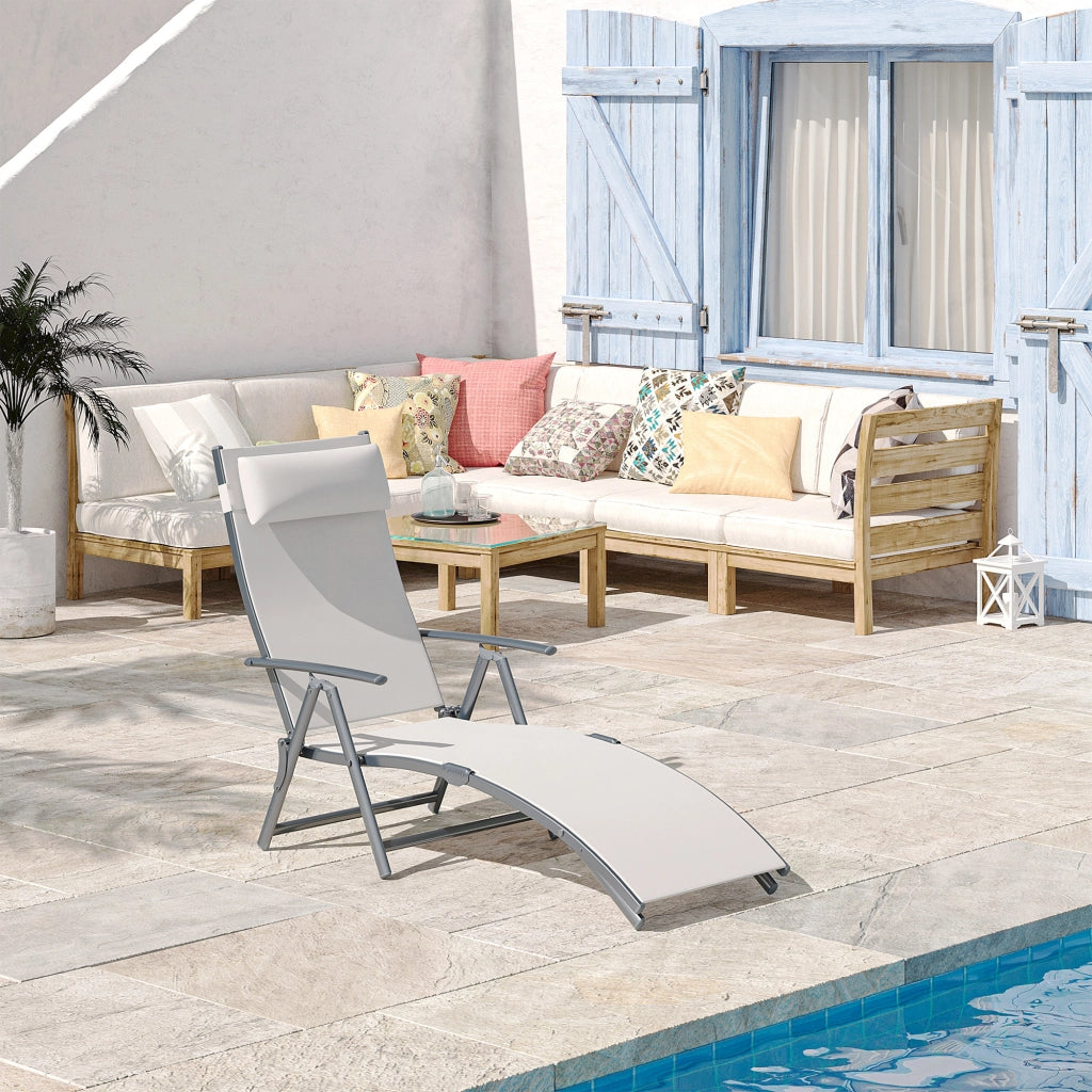 Sdraio da Giardino Pieghevole con Cuscino ¨C zephmum ¨C Beige 137x63.5x100.5cm