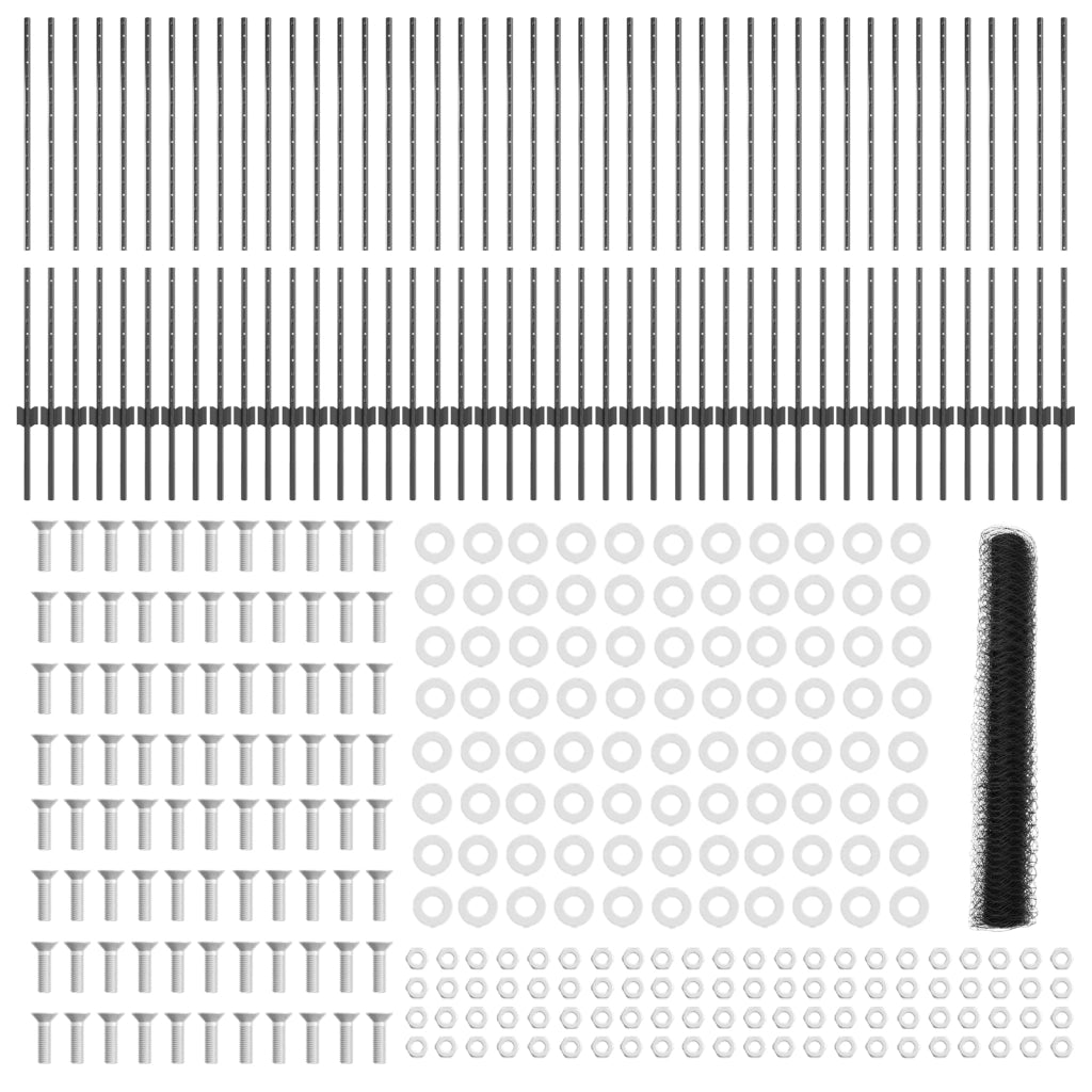Pali di Recinzione  22 pcs U-Channel Grigio 120 cm Acciaio