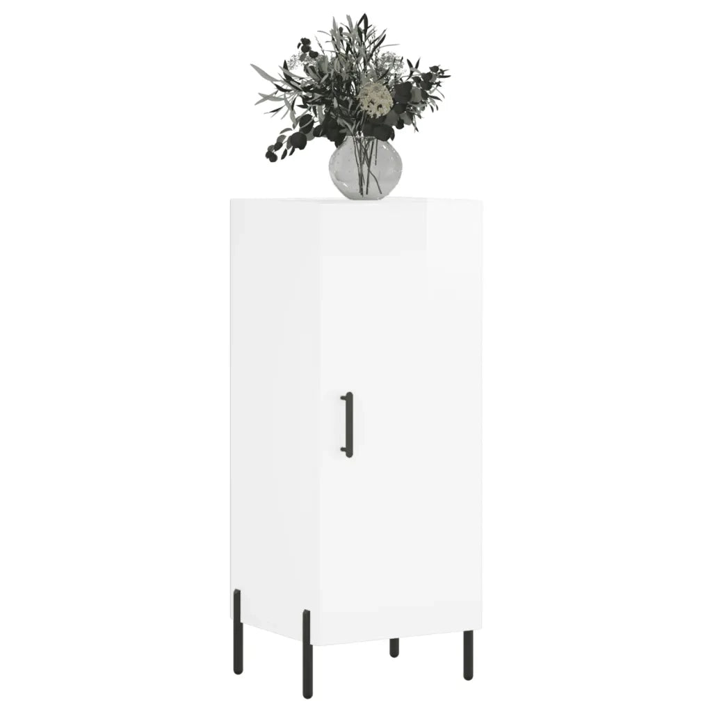 Credenza | Madia | Buffet da pranzo | Armadio da pranzo Bianco Lucido 34,5x34x90 cm in Legno Multistrato