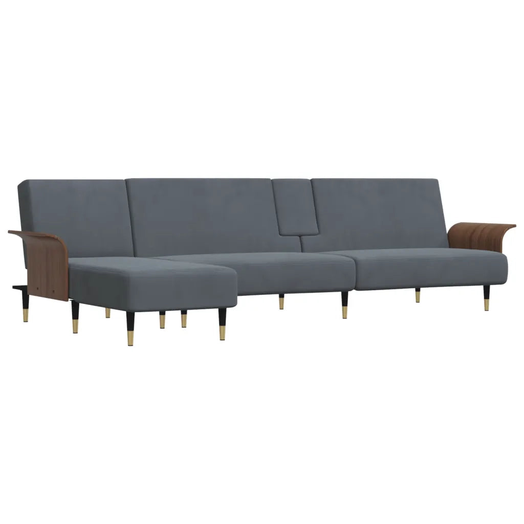 Divano Letto a L Grigio Scuro 279x140x70 cm in Velluto 3157216