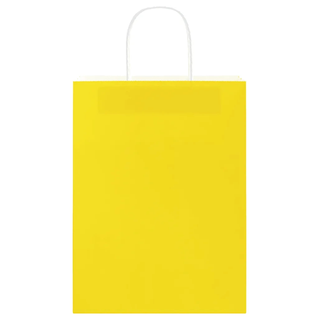 Sacchetti di Carta 50 pz con Manici Gialli 26x12x35 cm