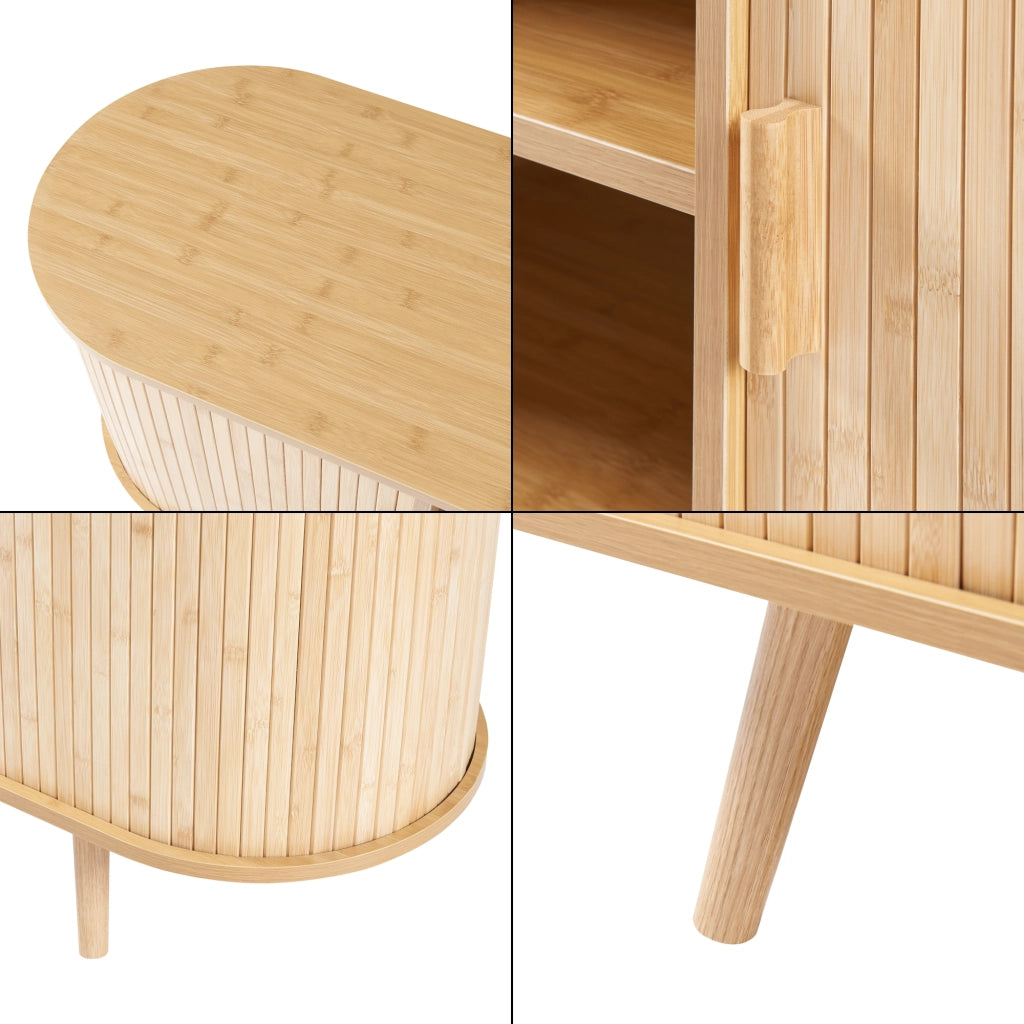 Credenza Nordkapp con Ante Scorrevoli 140 x 40 x 56 cm Naturale [en.casa]