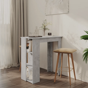 Tavolino da Bar con Ripiani-Tavolino da soggiorno-Tavolo Grigio Cemento 102x50x103,5 cm