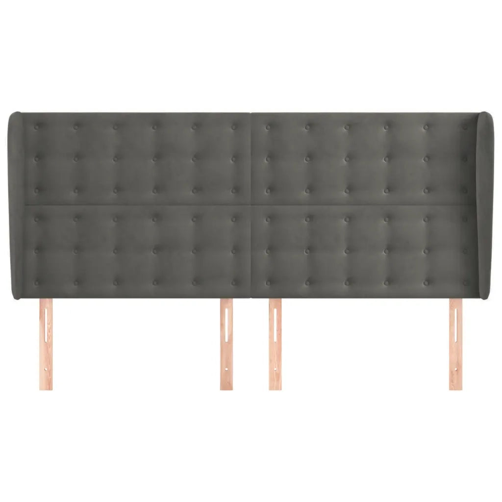 Testiera ad Orecchio GrigioScuro 183x23x118/128cm in Vellutocod mxl 121617