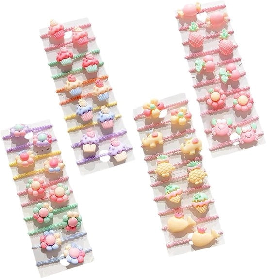 Accessori per capelli mini 40 pezzi - elastici per capelli - accessori per capelli colorati - elastici adattabili - regalo - disegni divertenti - bende per capelli