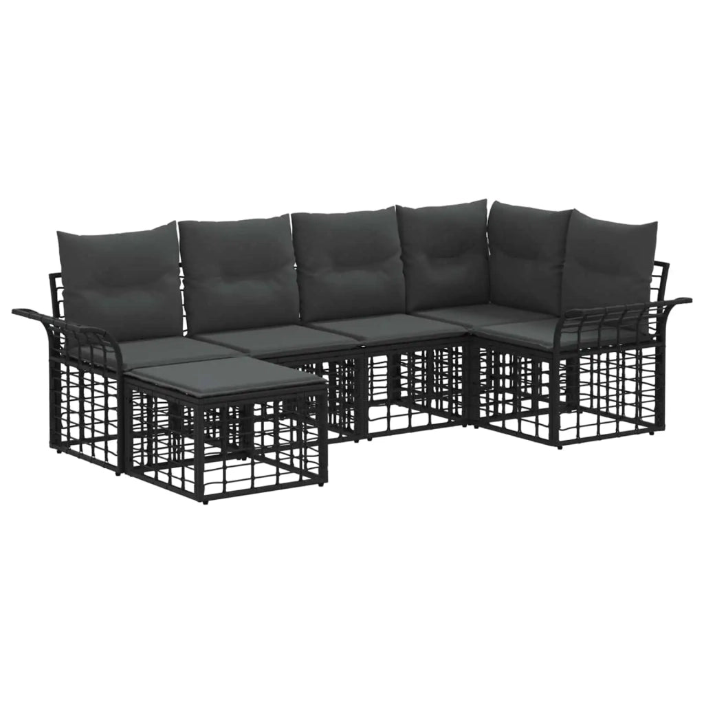 Set di divani da esterno 6 pcs Nero e Grigio scuro Poliestere 3437733