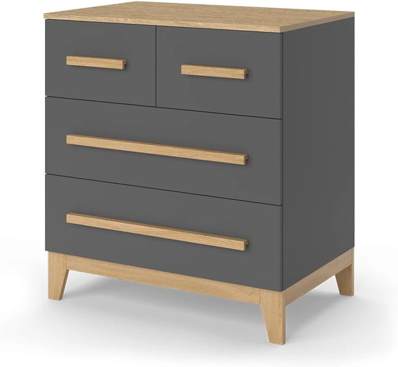 Cassettiera Malia, Quercia cashmere, 80 x 88 cm con 4 cassetti, adatto per riporre abiti e oggetti di uso quotidiano