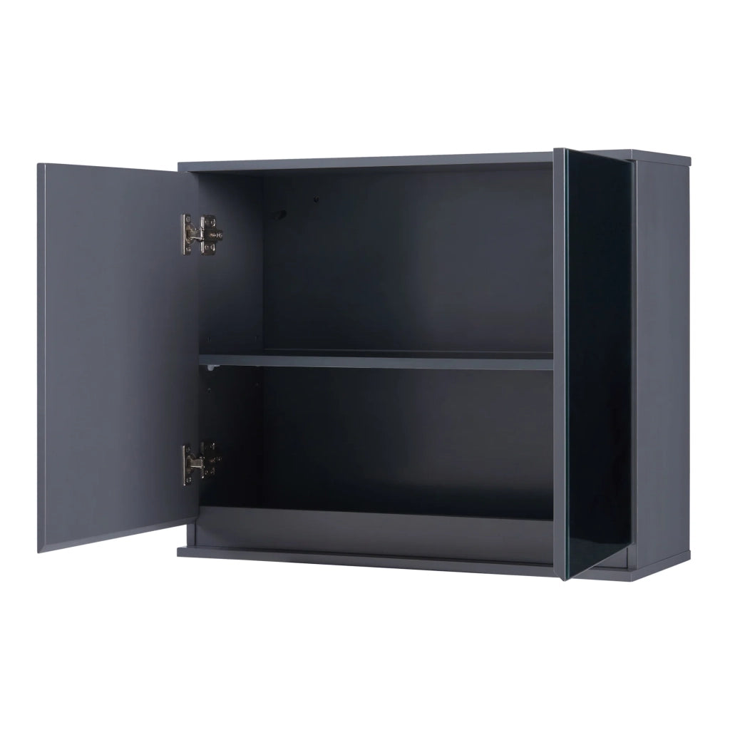 Mobiletto/scaffale da parete per bagno 60 x 20 x 50 cm con specchio grigio 03_0008900