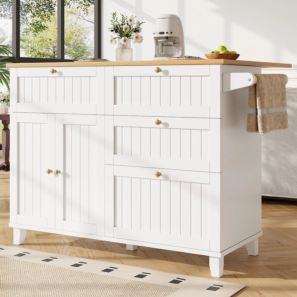 Isola cucina - Xylo - tavolo estensibile grano legno bianco