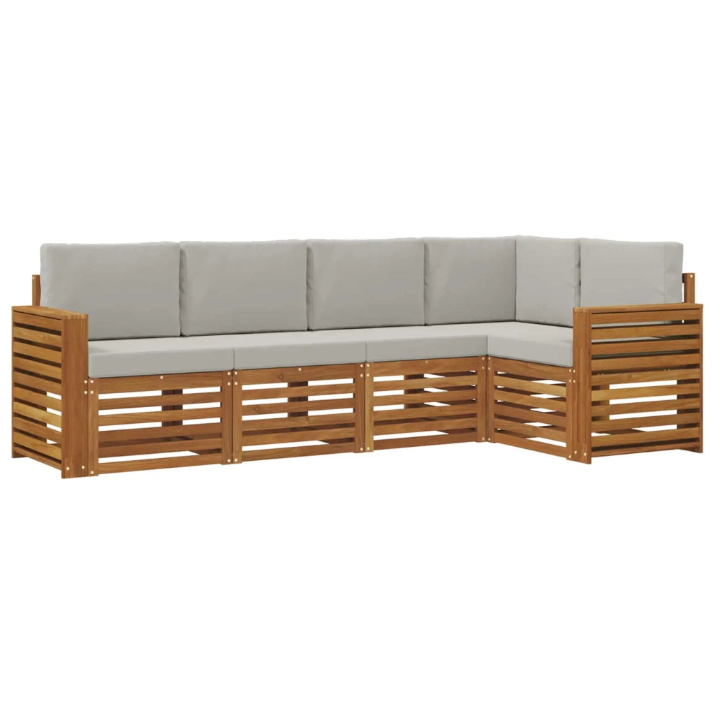 Set divano sezionale con cuscino 5 pcs Grigio Naturale e Chiaro 3374816