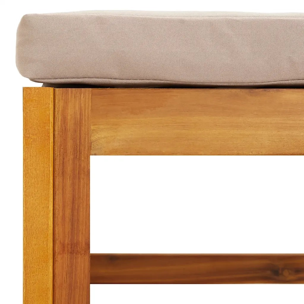 Poggiapiedi Giardino con Cuscino Tortora Legno Massello Acacia 360006