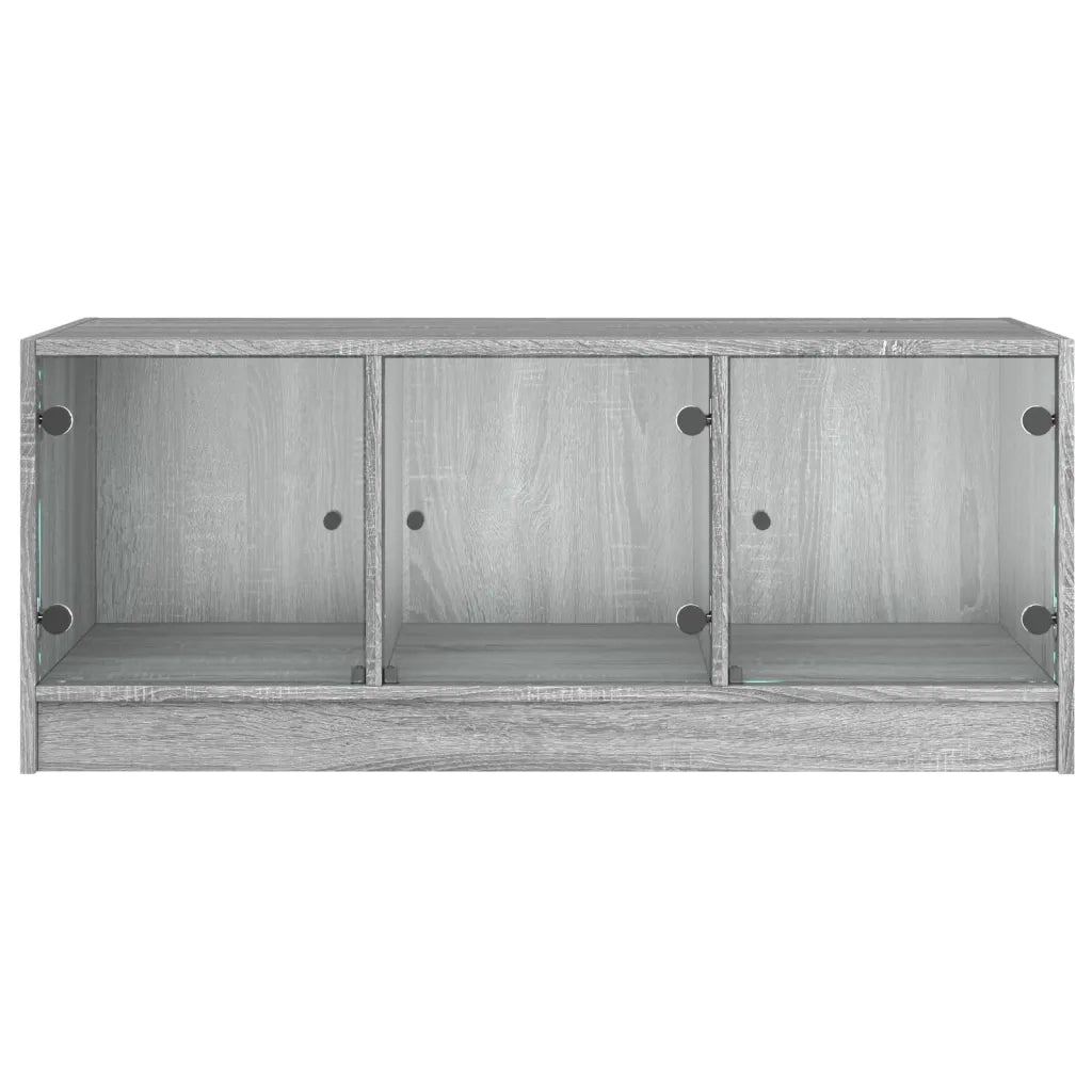 Tavolino da Salotto con Ante in Vetro-Tavolino da soggiorno Grigio Sonoma 102x50x42cm