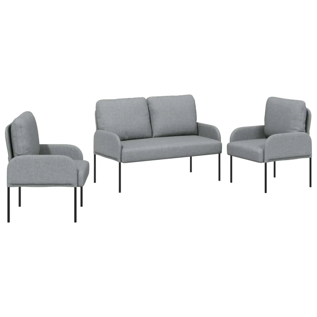 Set divani con cuscino 3 pcs Grigio chiaro 115 x 56 x 80 cm