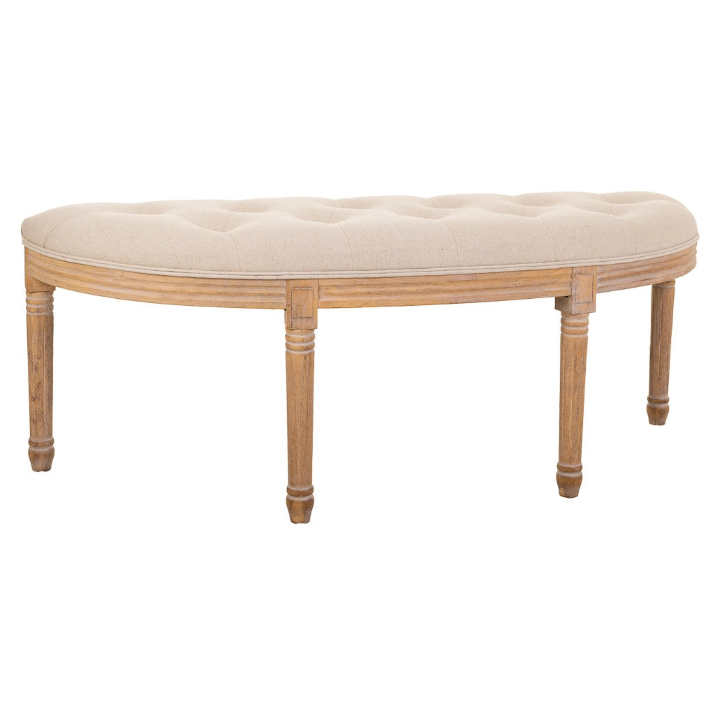 Sgabello antico in legno color panna 125x45x48h