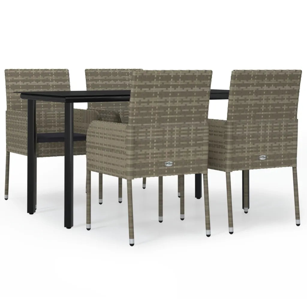 Set da Pranzo Giardino 5pz Nero e Grigio con Cuscini Polyrattancod mxl 124362