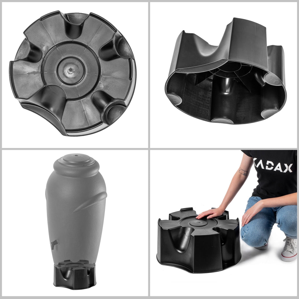 Serbatoio per acqua piovana KADAX, barile da 240 litri, contenitore, vaso da fiori, base per rubinetto, antracite
