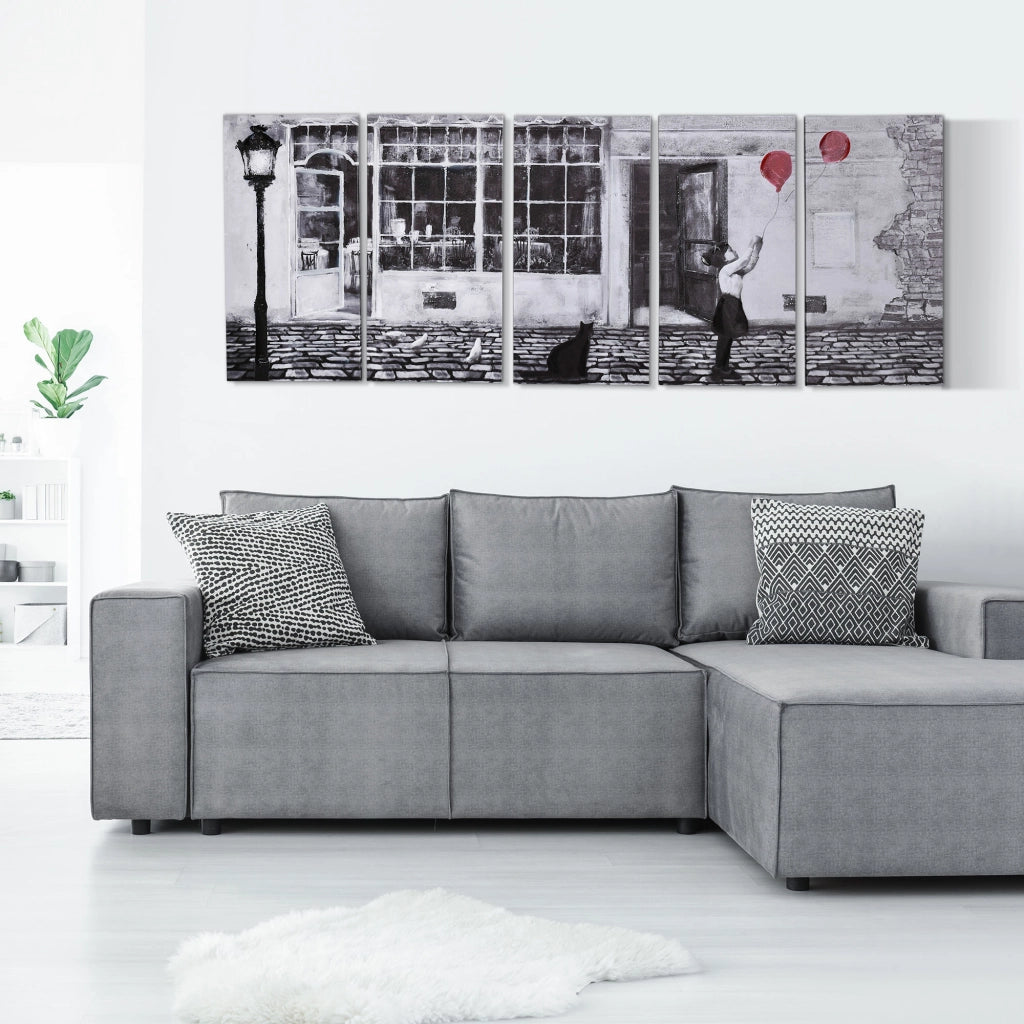 Quadro su Tela Bambina 5 Pezzi ¨C zephmum ¨C Nero Bianco Rosso 80x40cm