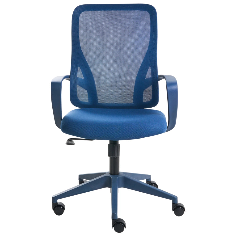 Sedia da ufficio in tessuto blu rivestimento in rete girevole da scrivania per computer seduta regolabile schienale reclinabile