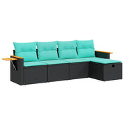 Set Divani da Giardino 5 pz | Set Salotto da Giardino con Cuscini in Polyrattan Nero