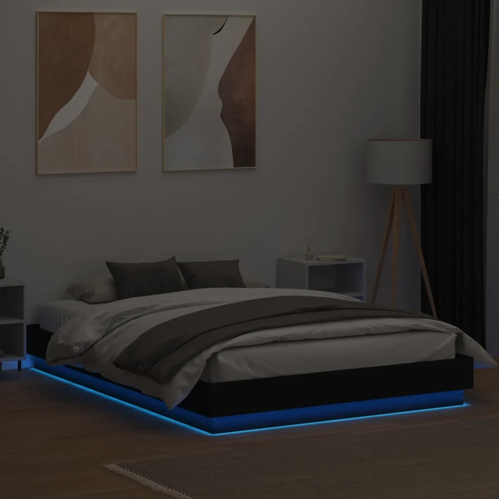 Giroletto con LED senza Materasso Nero 150x200 cm