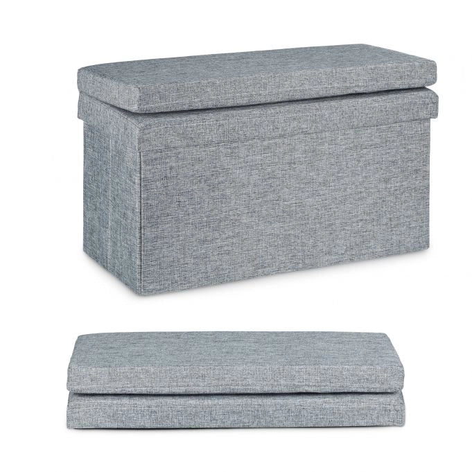 Pouf/pouf contenitore pieghevole per biancheria 76cm grigio 13_0002782