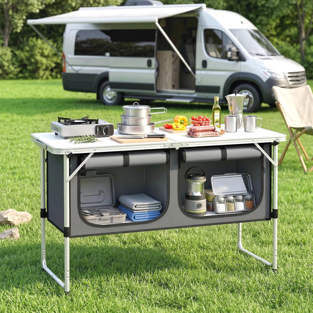 Cucina da Campeggio Pieghevole ¨C Zephmum ¨C Grigio Argentato