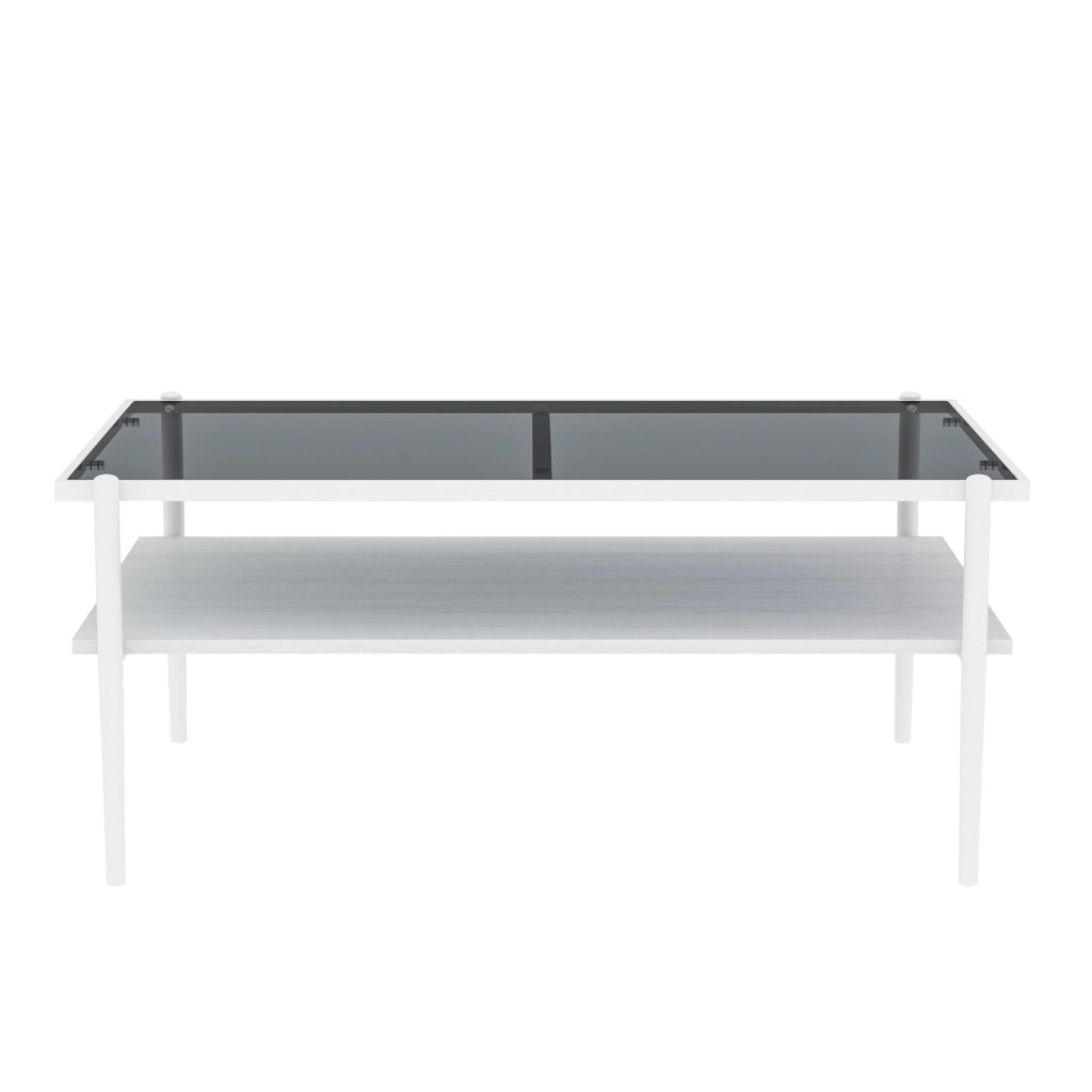 TAVOLINO DA SALOTTO Rettangolare in vetro temperato 97,5x61,5x45 cm Grigio/Bianco