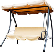 Bancopendolo 3 posti con tetto e cuscini per esterno, terrazza giardino balcone, acciaio antracite, beige, 113 x 170 x 156 cm