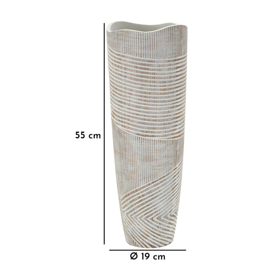 Vaso Decorativo Linee, Bianco, Poliresina, 55x19x19 cm