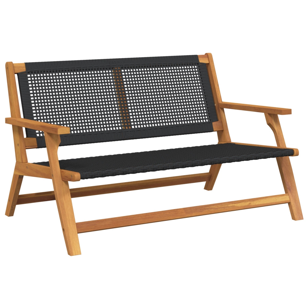 Panchina da giardino nera 122x76x73,5 cm in legno massello di acacia