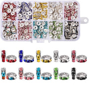 Accessori per orecchini e collane - Spacer con rhinestelle - Collana piatta - Accessori per collane - Orecchini e collane - Contenitore di stoccaggio (400 pezzi) - Accessori per collane con rhinestelle