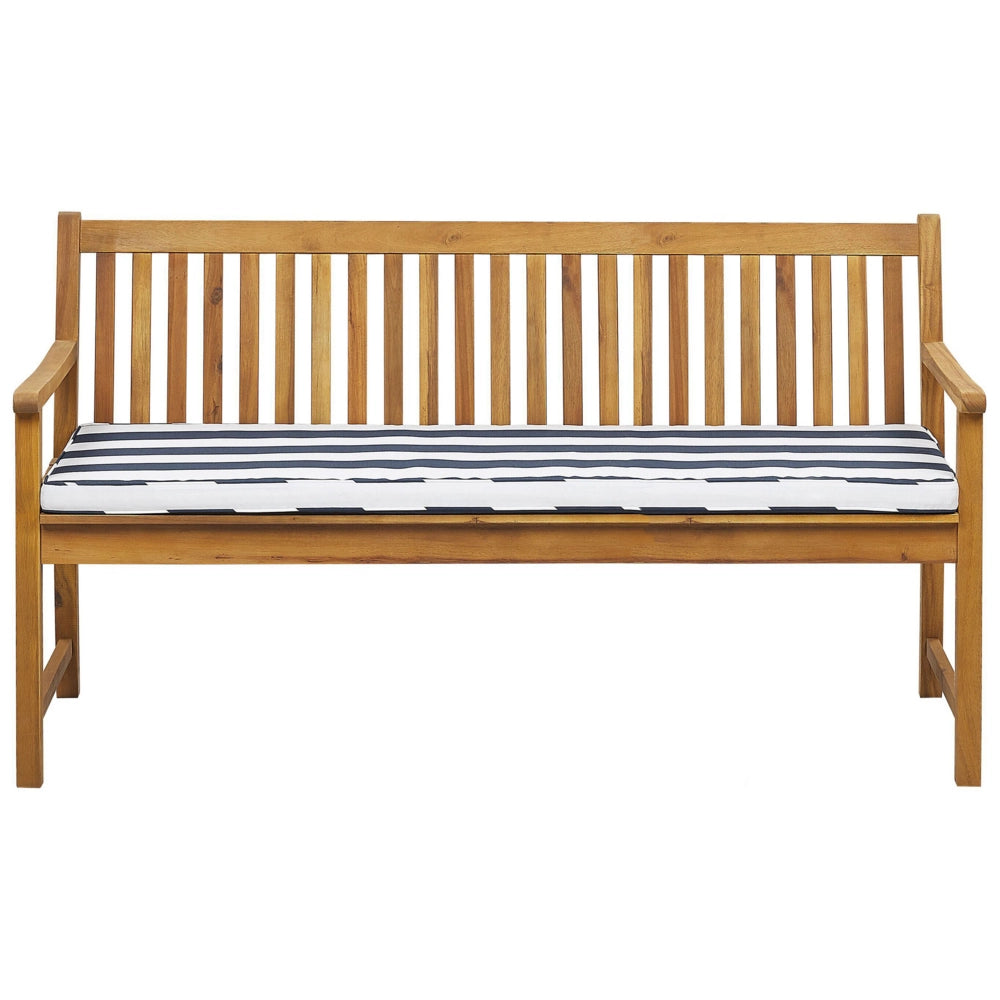 Panca da giardino leggera in legno di acacia 160 cm blu cuscino da seduta imbottitura a doghe design patio esterno stile rustico