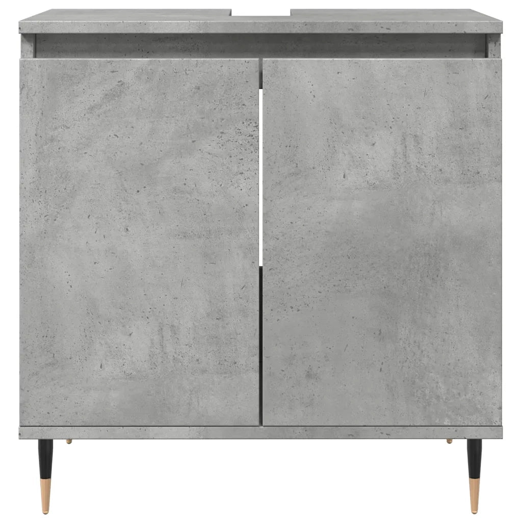 Set Mobili da Bagno | Armadio da bagno 3 pz Grigio Cemento in Legno Multistrato