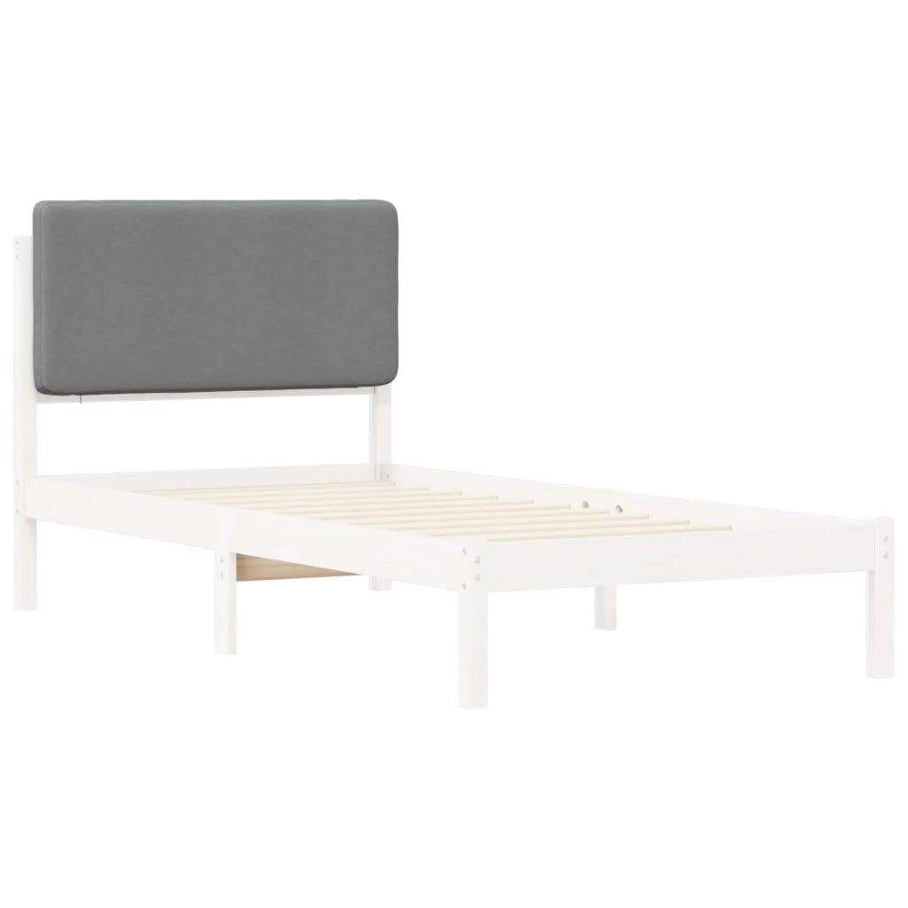 Letto con Testiera Rivestita Grigio chiaro 90 x 190 cm 877948