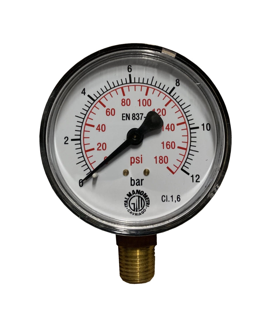 MANOMETRO DI RICAMBIO ATT. RADIALE 1/4 - Scala 0-12 bar - SPIRALFLEX