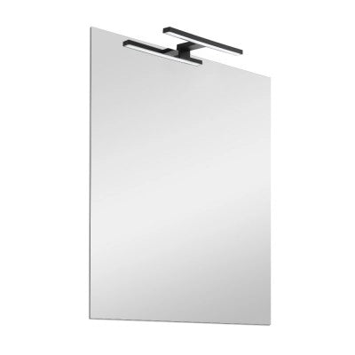 Specchio bagno 50x70 cm reversibile con LED naturale nero opaco