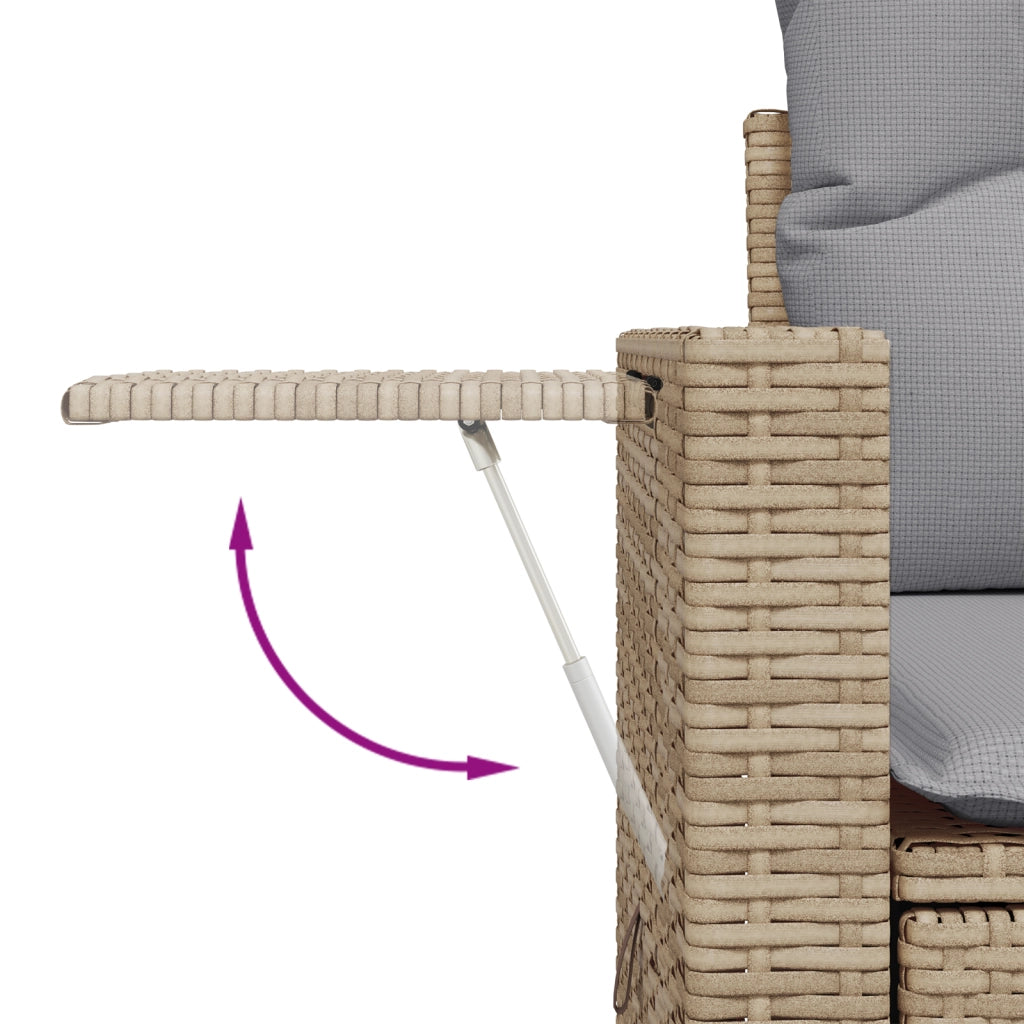 Set Divano da Giardino in 10 Pezzi con Cuscini Beige Rattan Polietilene Acacia