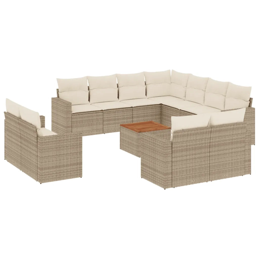Set Divani da Giardino 12 pz con Cuscini Beige in Polyrattan 3224385