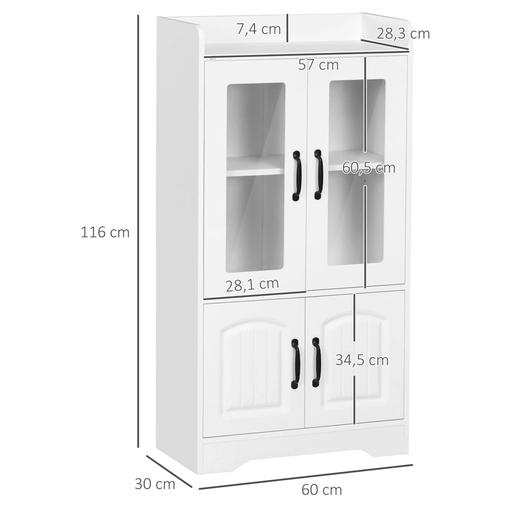 Libreria con ante a vetro scaffale regolabile ¨C zephmum ¨C bianco 60x30x116cm