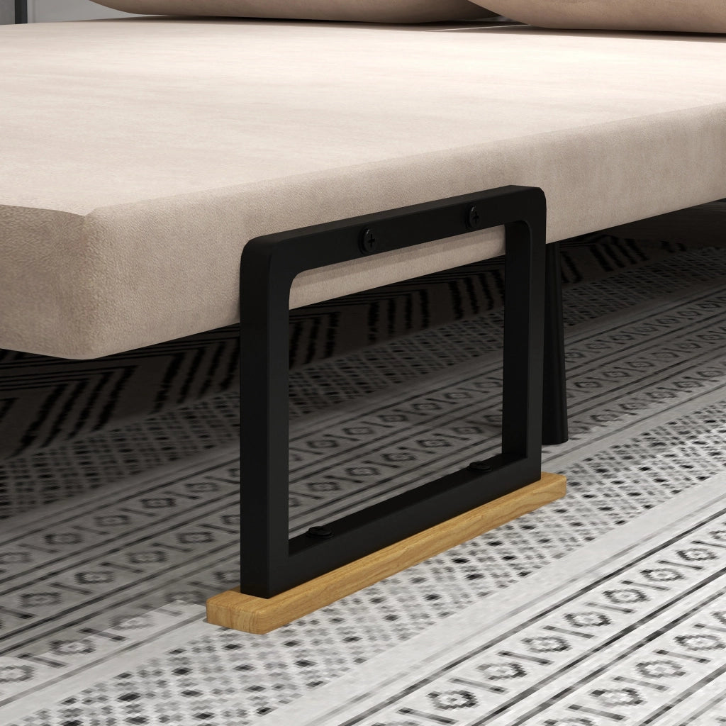 Divano letto 2 posti in velluto ¨C zephmum ¨C Naturale Beige Nero