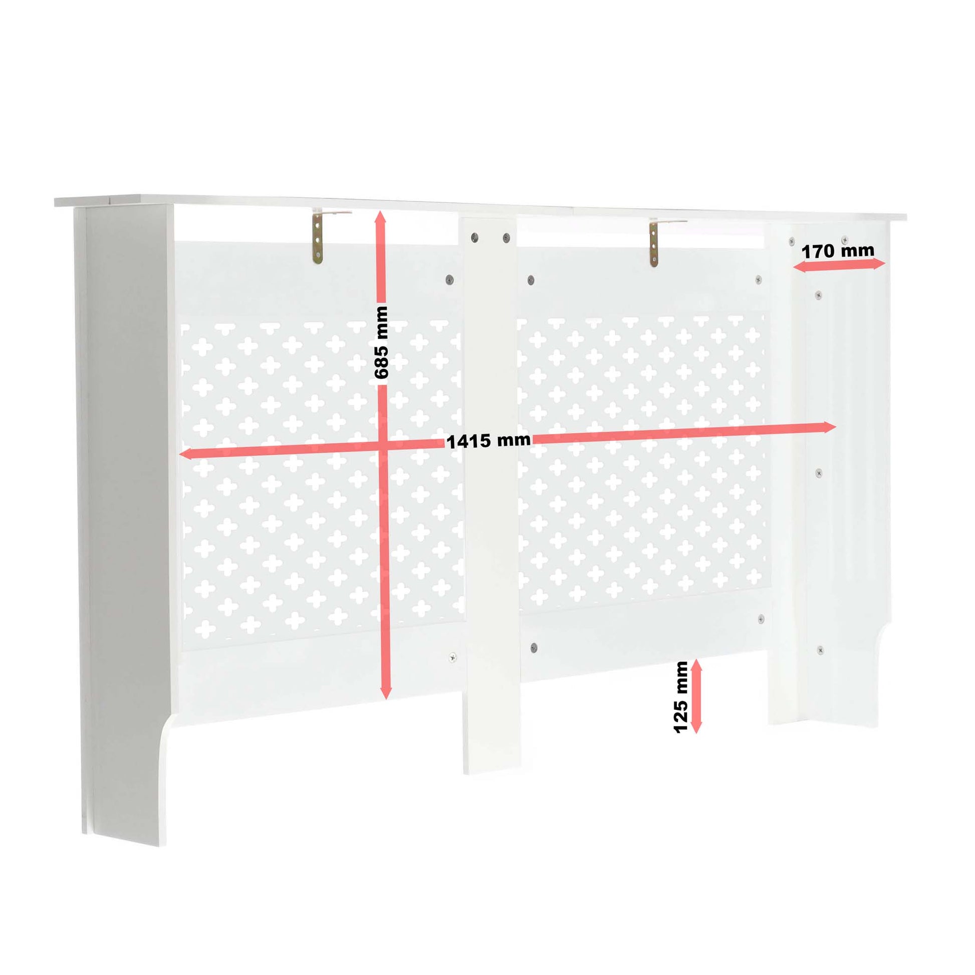 Toboli Radiator Cover White 152 x 19 x 82 cm, MDF Cover, Wooden Radiator Cabinets, Aesthetic Way to Hide Heaters