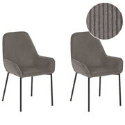 Set di 2 sedie per sala da pranzo seduta imbottita in tessuto di velluto a coste grigio gambe in metallo Nero stile moderno