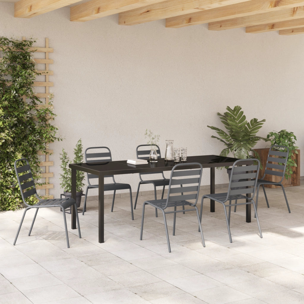 Set da Pranzo da Giardino 7 Pezzi in Acciaio Grigio Scuro