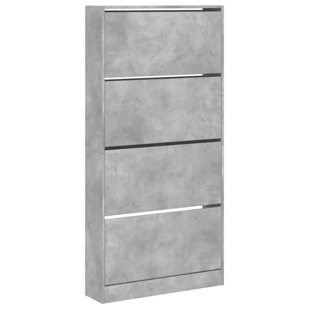 Scarpiera 4 Cassetti Ribaltabili-Scaffale per scarpe Grigio Cemento 80x21x163,5 cm