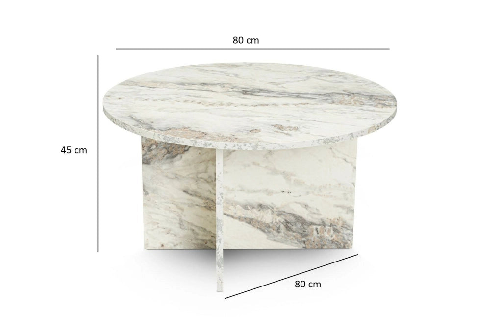 Tavolino da salotto Tamlin, Tavolo basso da caffè, Portariviste per divano, Ripiano da soggiorno, 80x80 h45 cm, Marmo